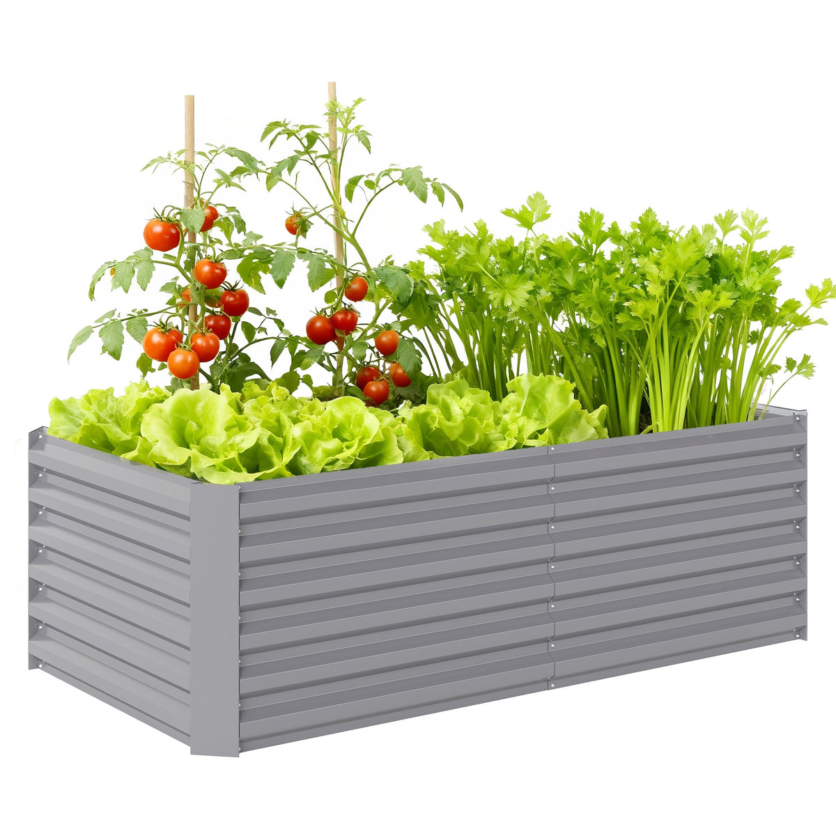 6' x 3' x 2' Galvanized Raised Garden Bed for Vegetables, Light Grey — product view 1