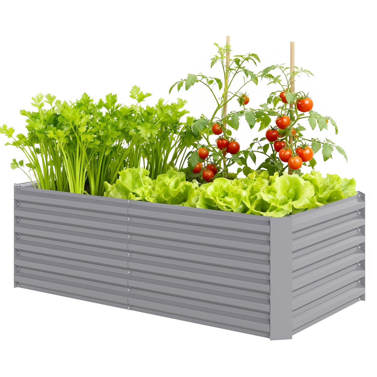 6' x 3' x 2' Galvanized Raised Garden Bed for Vegetables, Light Grey — product view 2