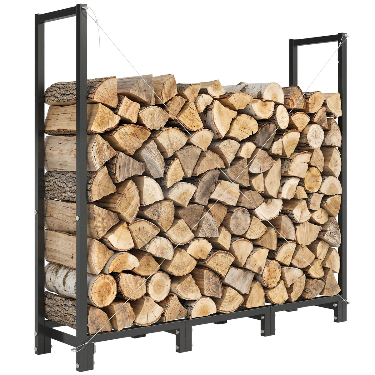 4 ft Firewood Rack with Customizable Width & Height, Cable Reinforcement, 616 lb Capacity, Black — product view 1