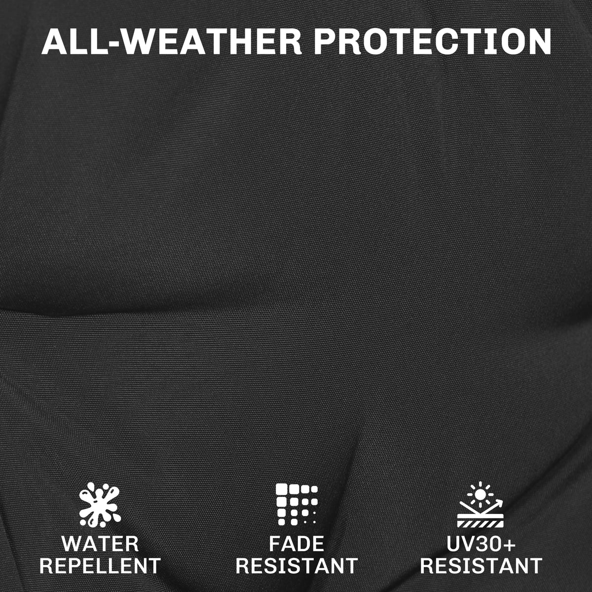 Set of 2 Outdoor Chair Seat Cushions, 40 x 40 cm, Black — product view 7