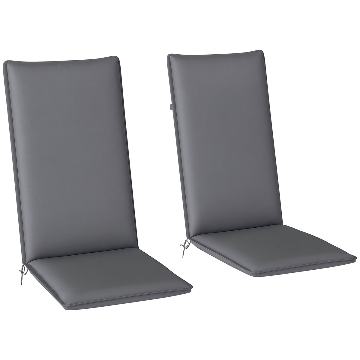 Set of 2 High Back Patio Chair Cushions with Ties, Dark Grey — product view 1