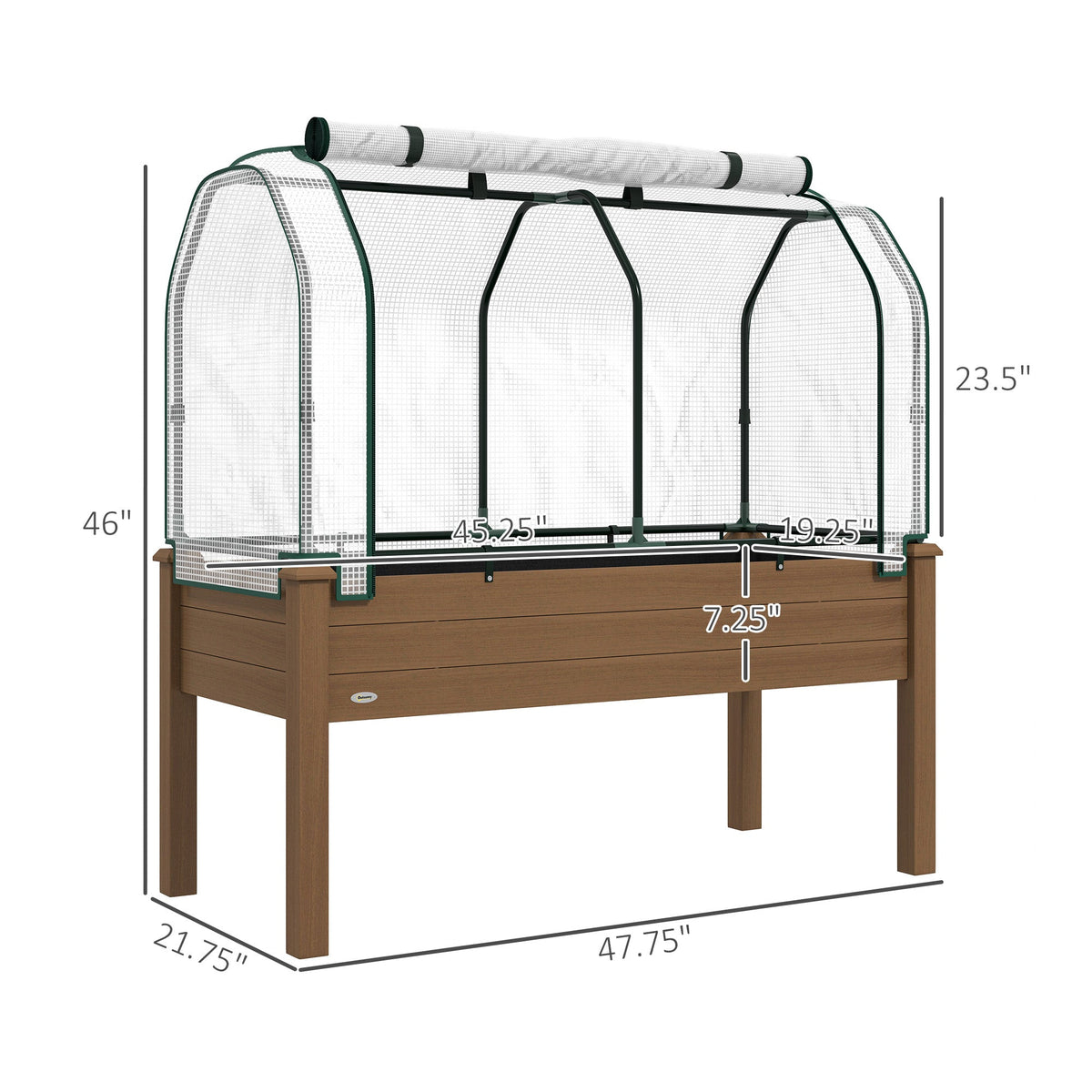 48" x 22" x 46" Raised Garden Bed with PE Cover, Brown — product view 5