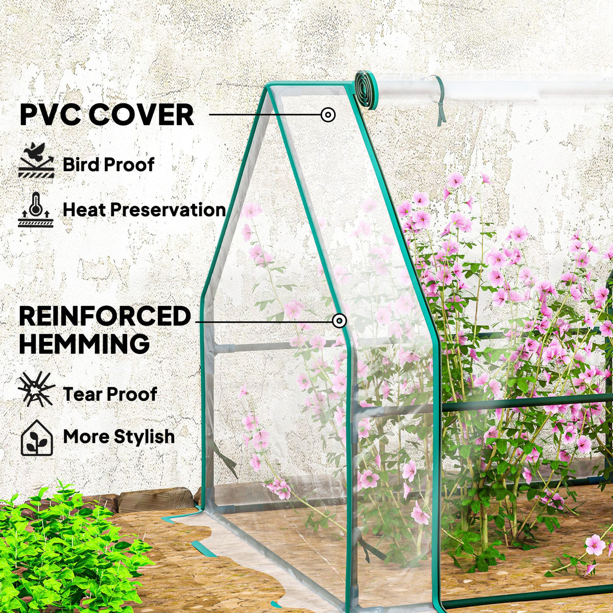Mini Greenhouse with Zippered Doors & Roll-up Windows, — product view 6