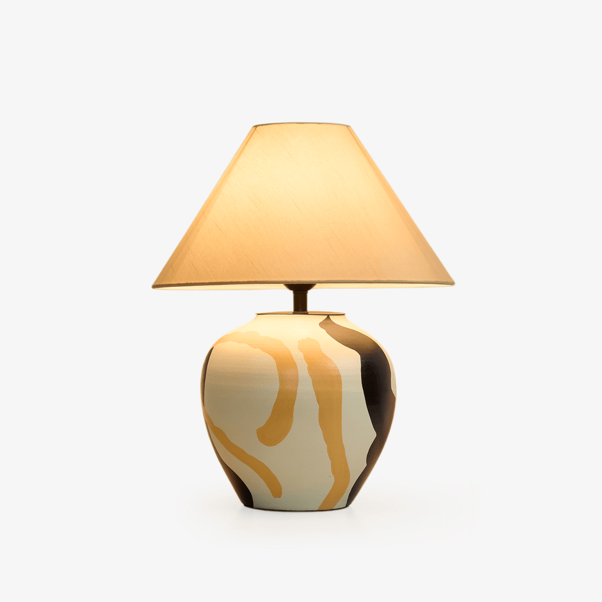 Abstract Ceramic Table Lamp Artistic Terracotta Bedside Living Room — 16 Inch US Plug — product view 1