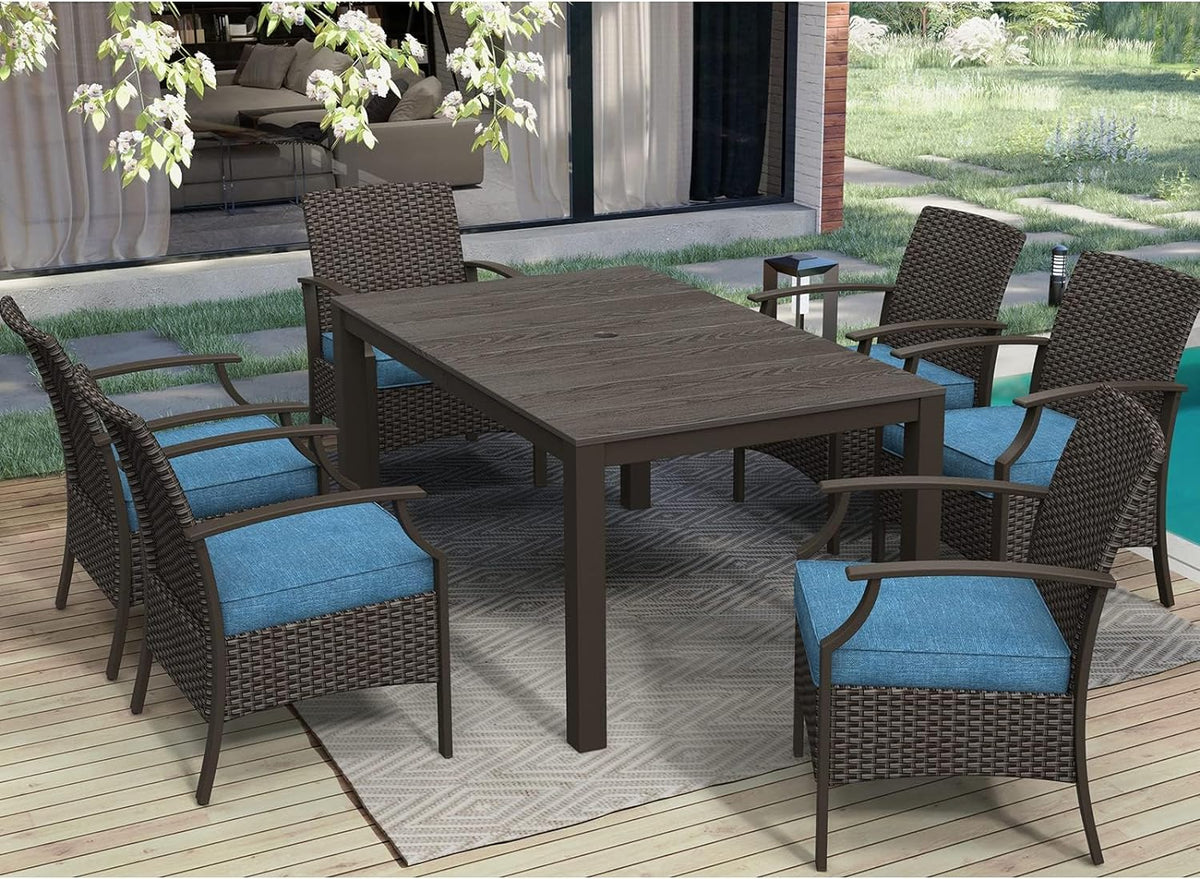 LOUNGE YARD Outdoor Dinning Sets, Traditional Weather-Resistant Wicker Patio Furniture Sets — product view 6