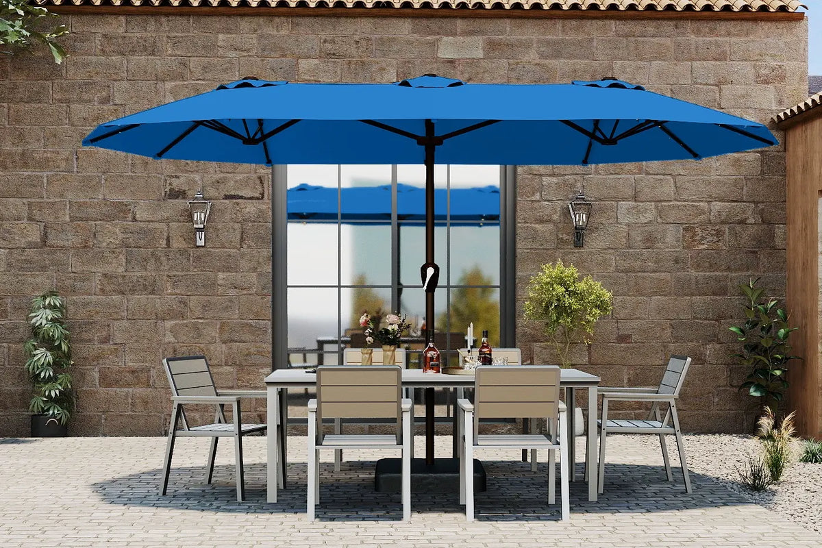 Fiberglass Double-Sided Patio Umbrella with base — product view 4