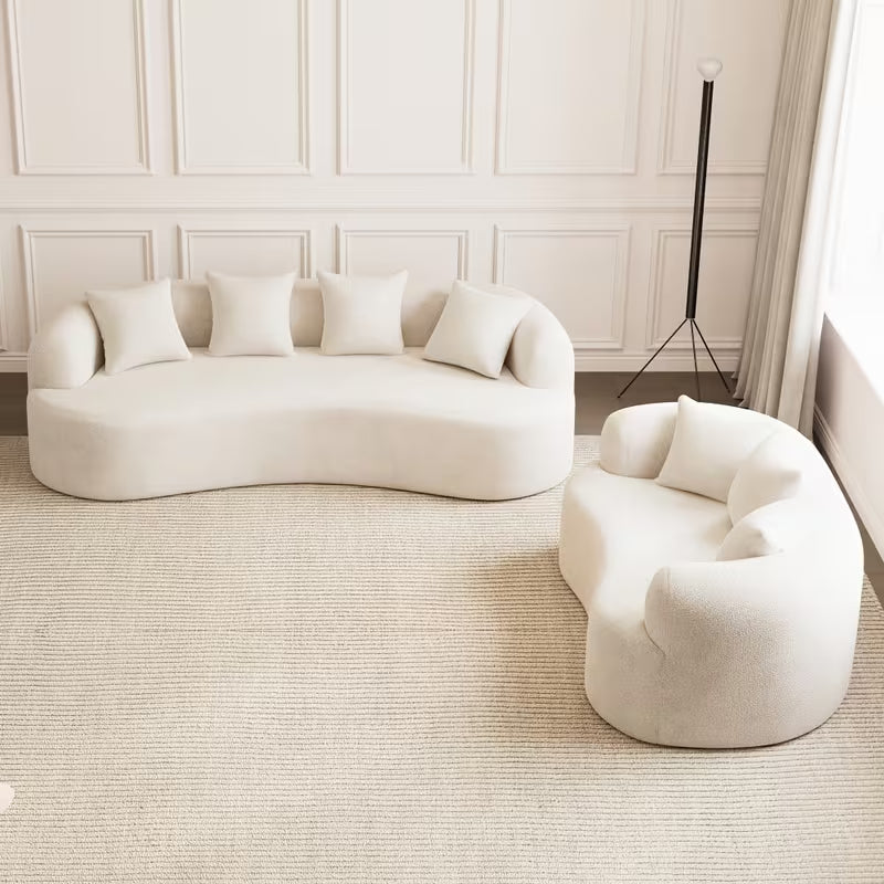 Cloud Sofa | Curved Boneless Chenille Boucle Sectional with Pillows — product view 2