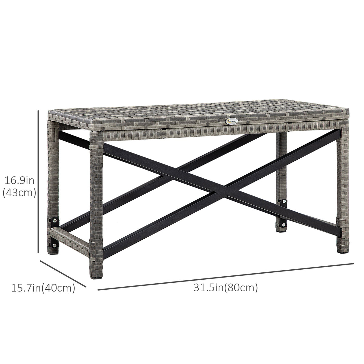 Patio Wicker End Table with Full Woven Top, Mixed Grey — product view 5