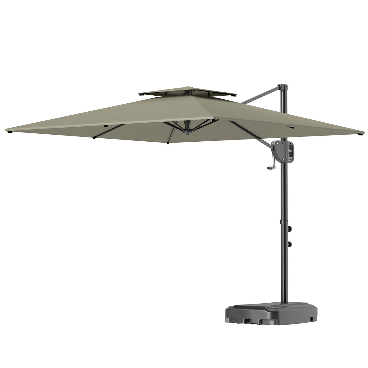 8' x 9' Square Cantilever Patio Umbrella with Fillable Base, Light Grey — product view 2