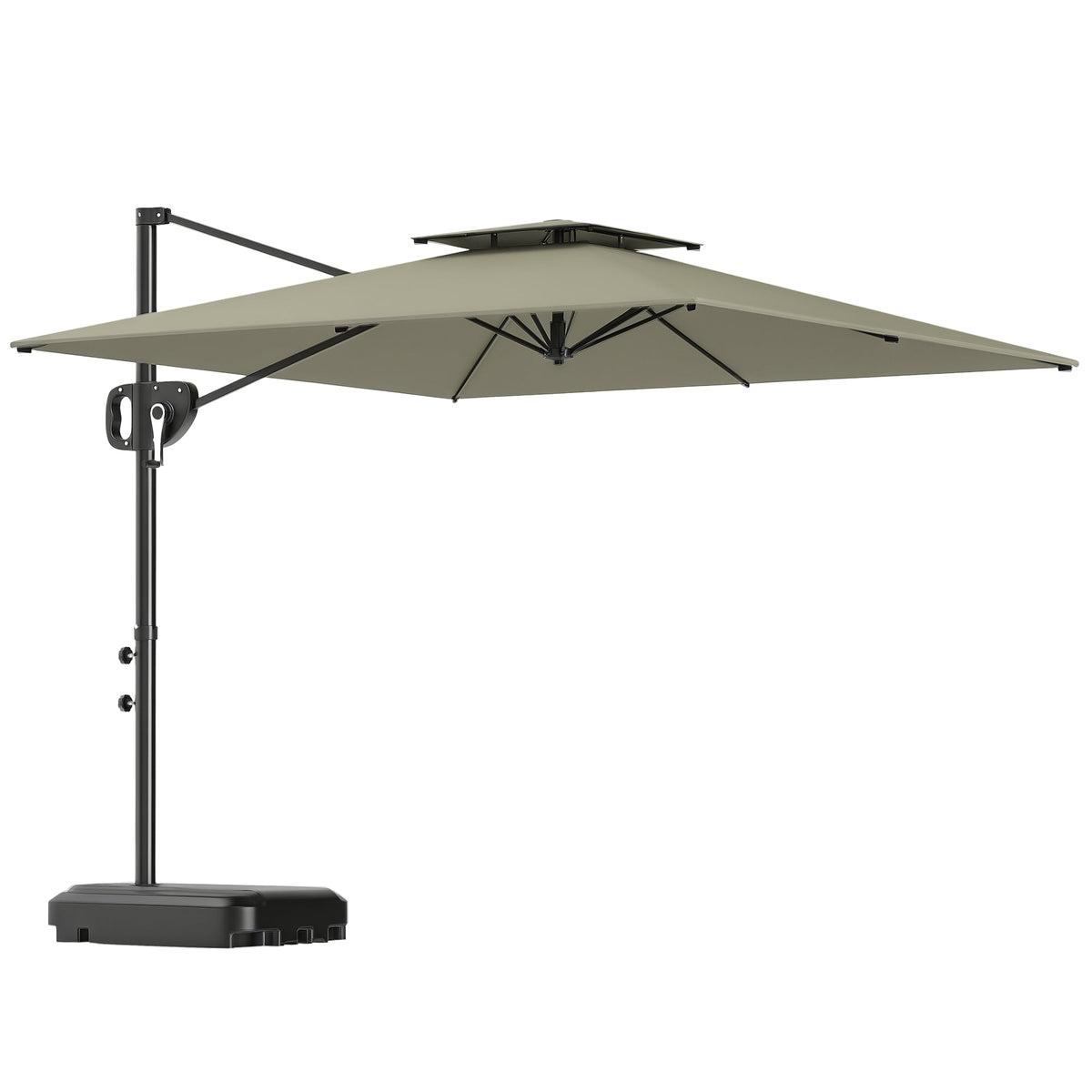 8' x 9' Square Cantilever Patio Umbrella with Fillable Base, Light Grey — product view 1