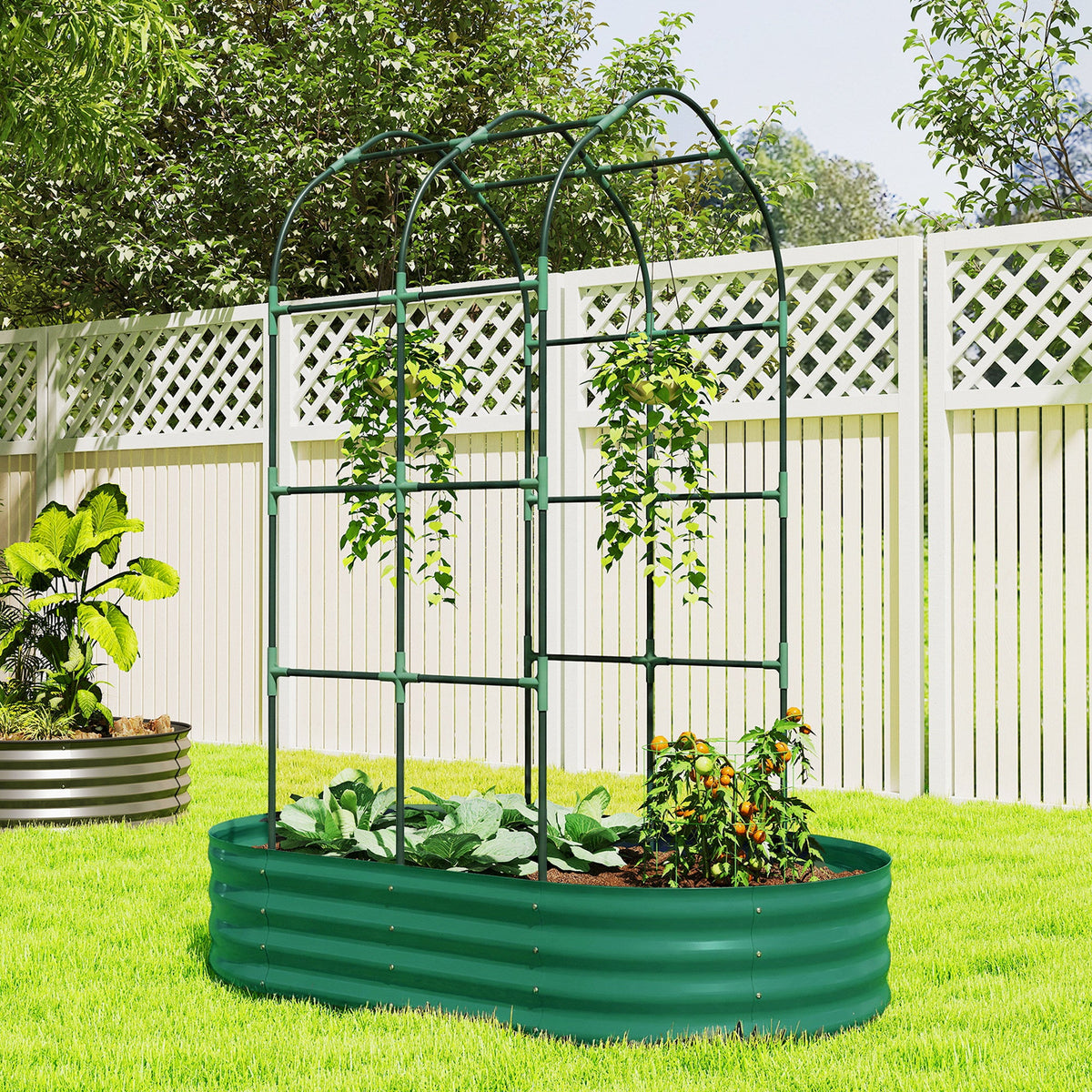 Galvanised Raised Garden Bed with Arched Trellis for Vegetables & Flowers — product view 4