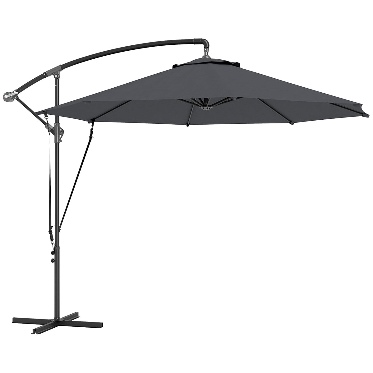 9.5FT Cantilever Patio Umbrella with Cover, 360° Rotation and Cross Base, Grey — product view 1