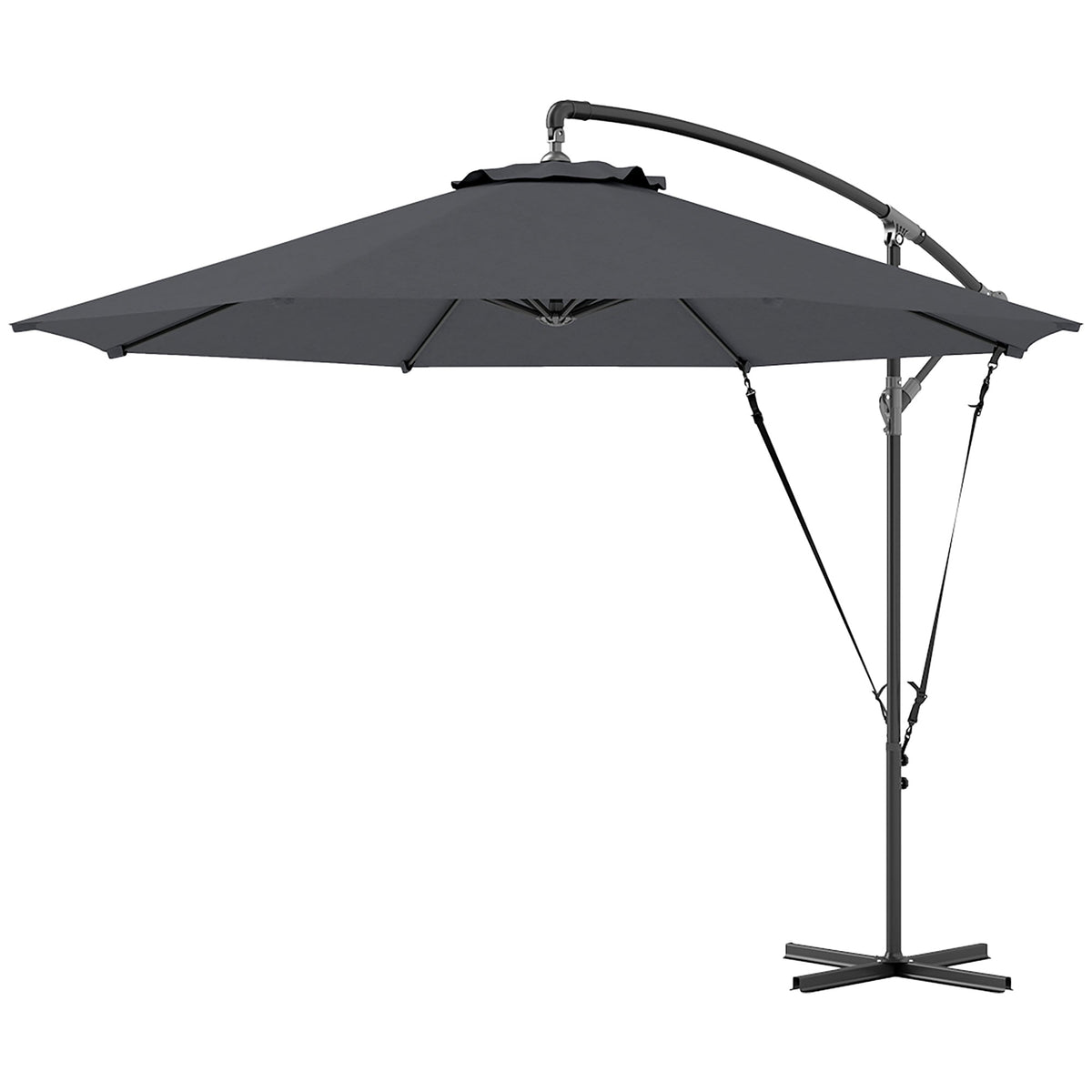 9.5FT Cantilever Patio Umbrella with Cover, 360° Rotation and Cross Base, Grey — product view 2