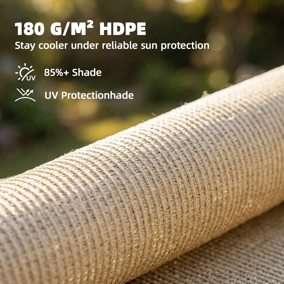 2 x 3 m Sun Shade Sail in Beige with Steel Eyelets & Bungee Cords, UV Protection — product view 6