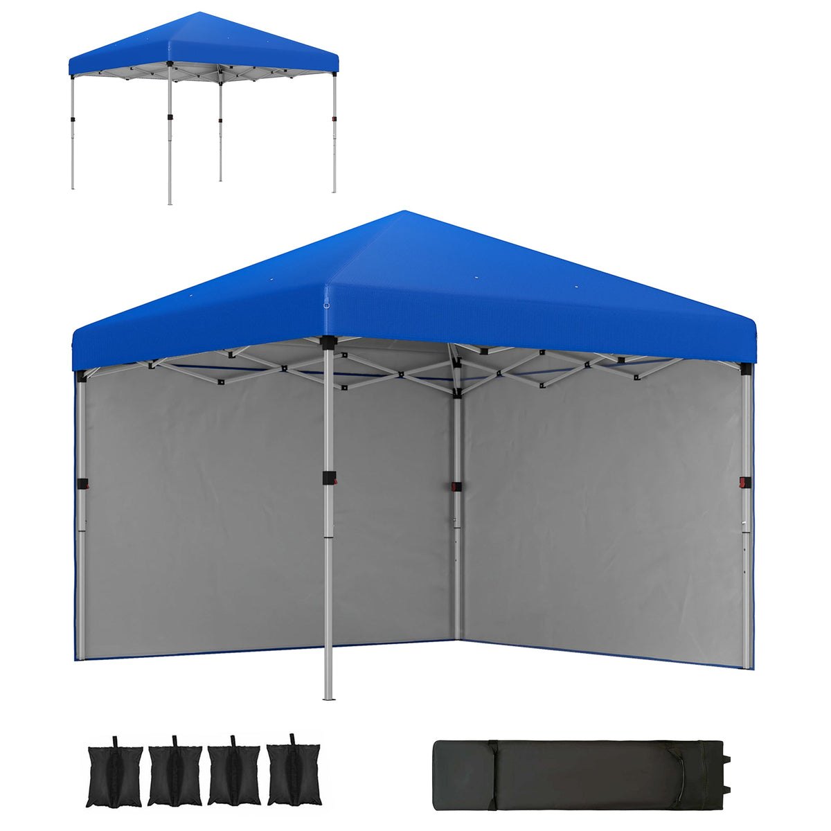 3 x 3m Pop Up Gazebo with 2 Sidewalls, Weight Bags & Wheeled Bag, Blue — product view 1