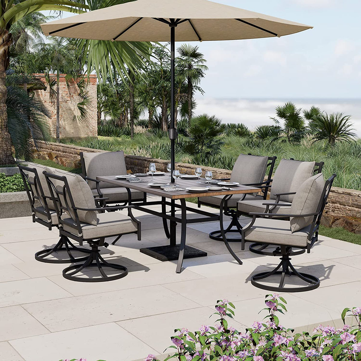 LOUNGE YARD Swivel Dining Chairs Outdoor Dining Set Patio Dining Furniture Set — product view 5