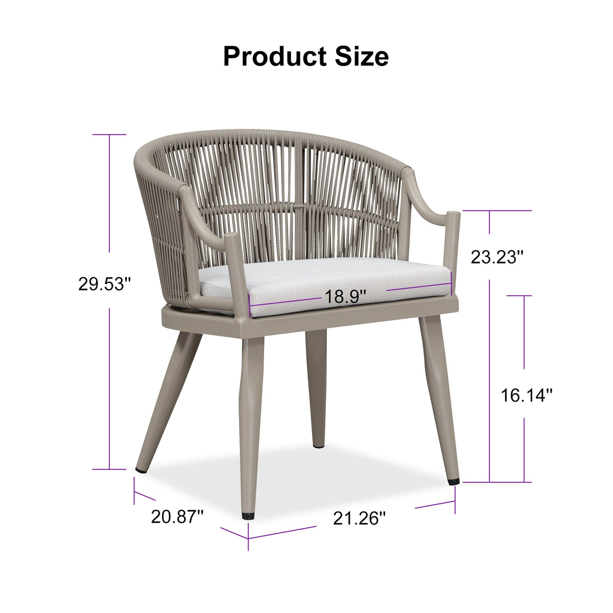 PURPLE LEAF Outdoor Dining Chairs Set of 2 Modern Furniture Chairs with Comfortable Cushions and Aluminum Frame for Outdoor, Indoor, or Kitchen — product view 4