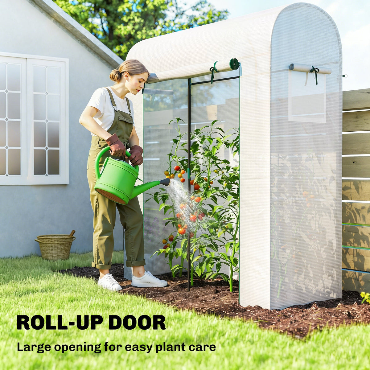 6' x 2' x 6.6' Mini Greenhouse with Roll-up Door, White — product view 7