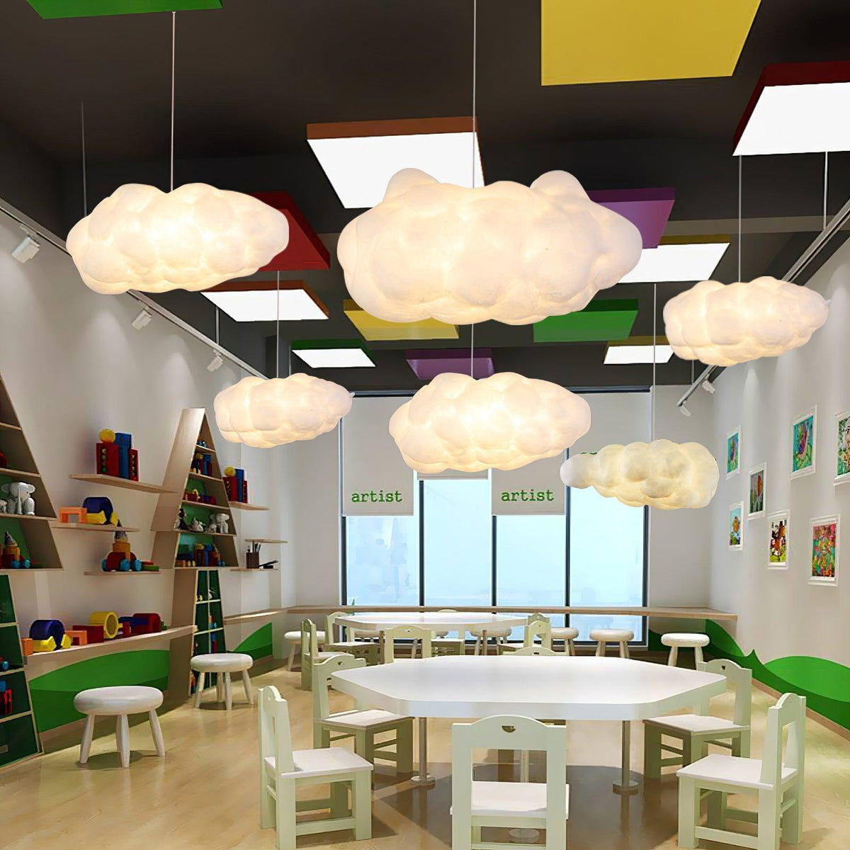 Cloud Pendant Light Modern 3D Design Fabric LED Ceiling Bedroom Living Room — Single to Sets of 8 — product view 4