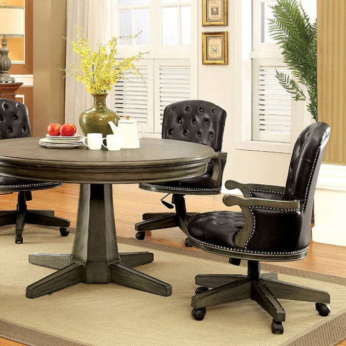 Yelena Gray Wood Round Poker Game & Dining Table Set – CM-GM357T — product view 5