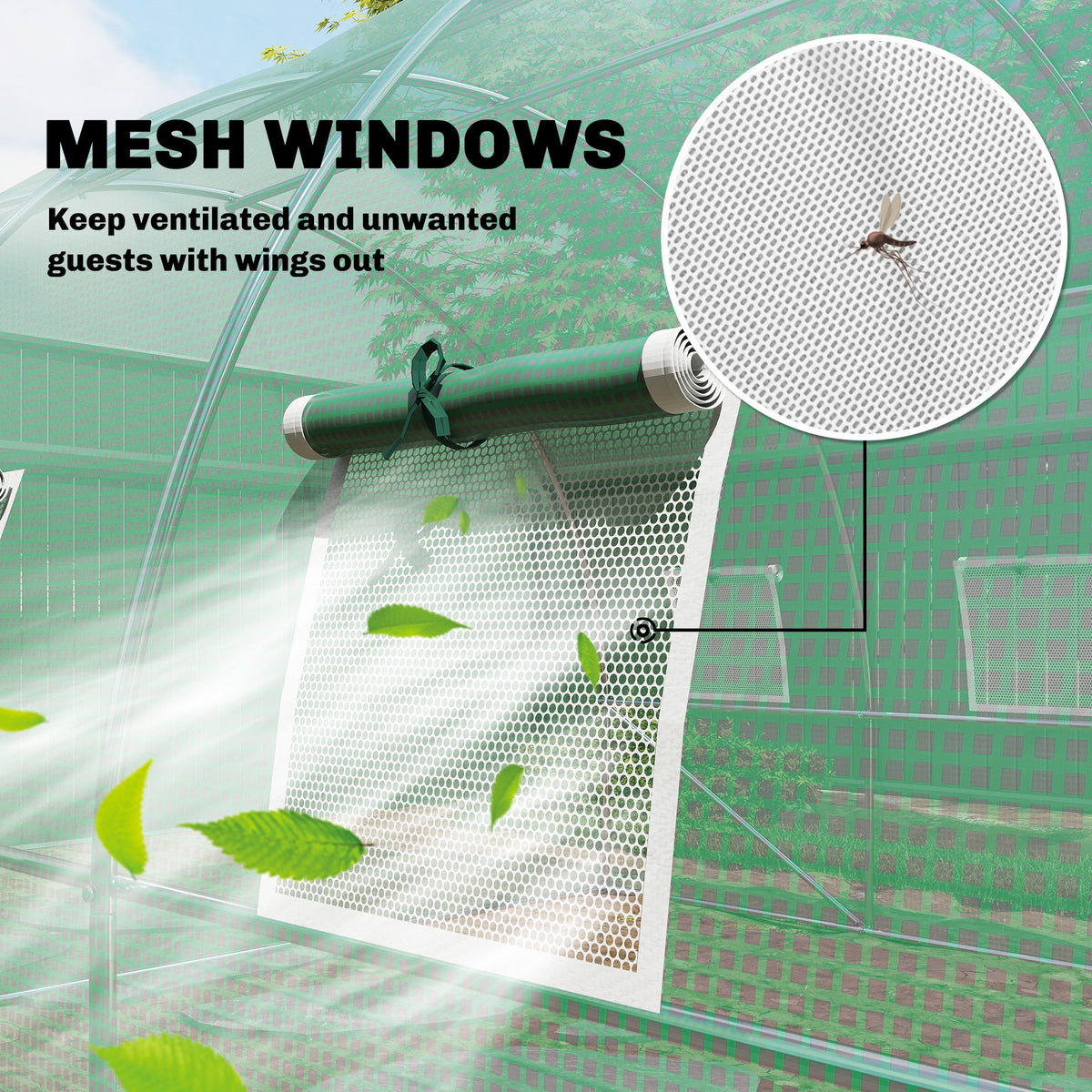 10' x 13' Walk-in Polytunnel Greenhouse with Hinged Door & 8 Mesh Windows — product view 6