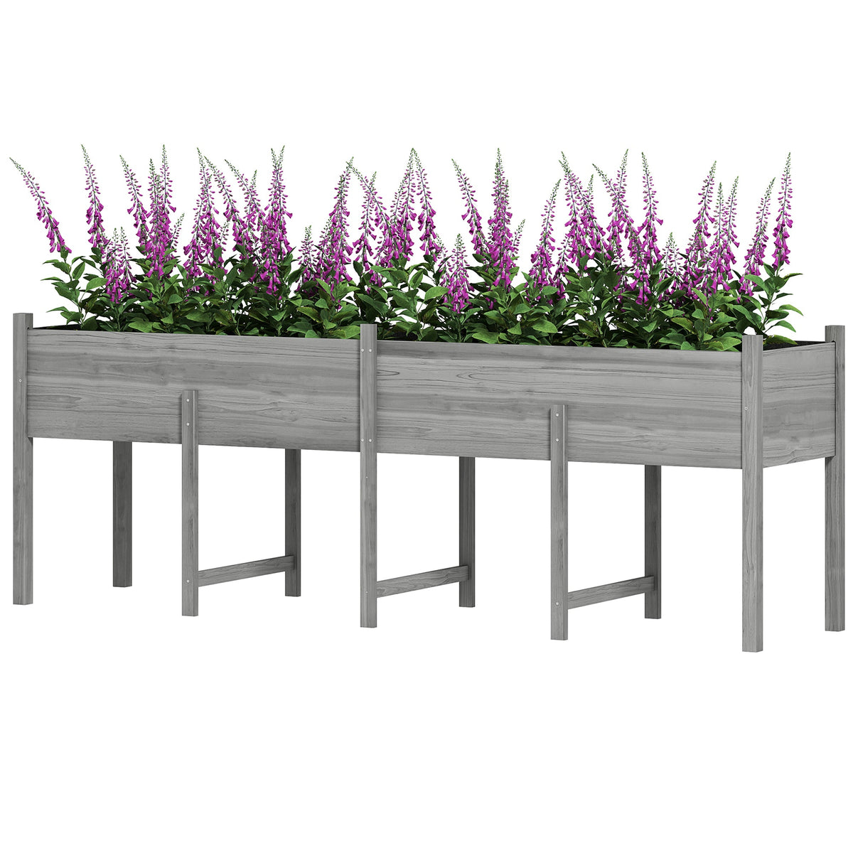 Wooden Raised Garden Bed with Liner, Legs and Drain Holes, Grey — product view 2