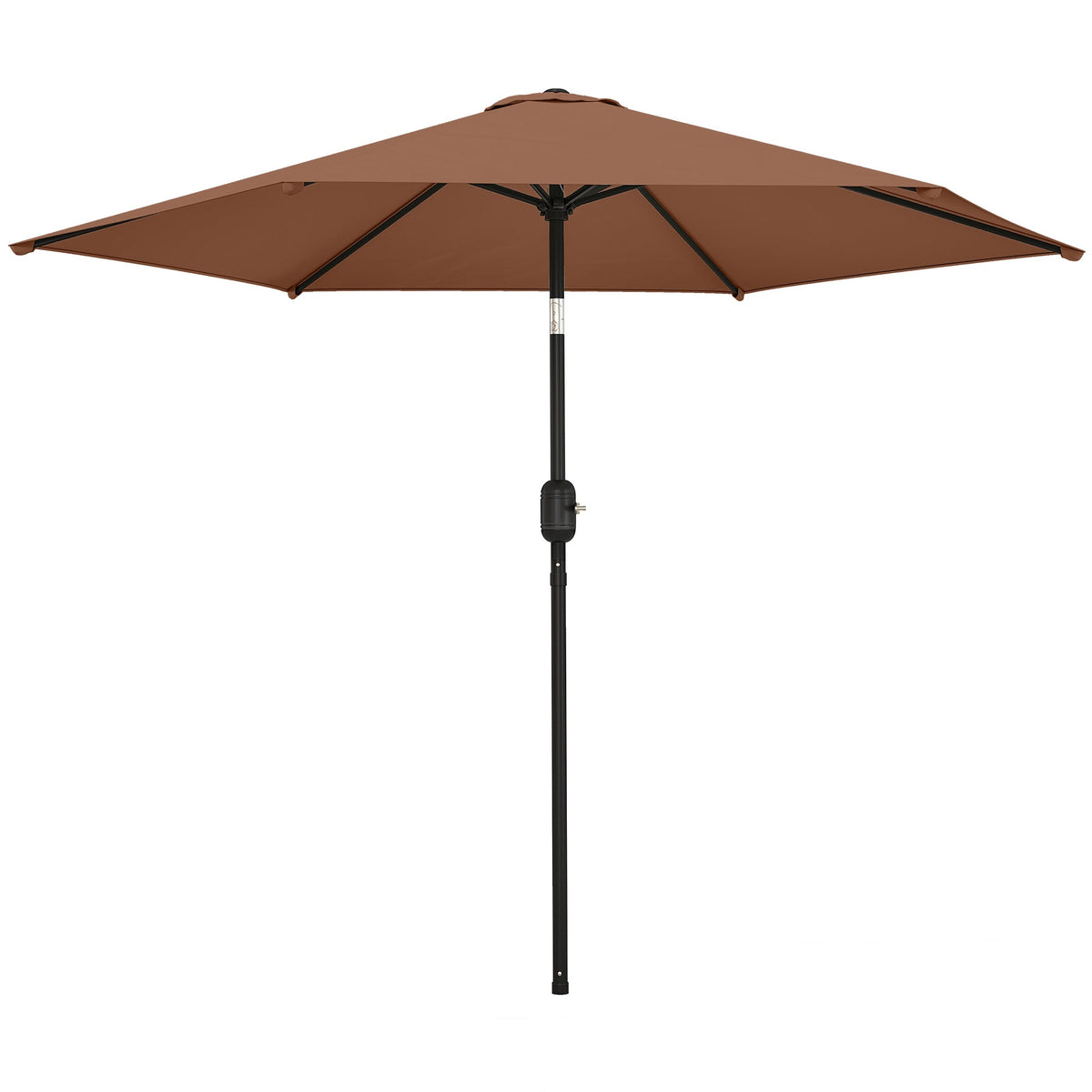 2.6 m Garden Parasol with Tilt, Crank, Vent & Aluminium Pole, Coffee — product view 2
