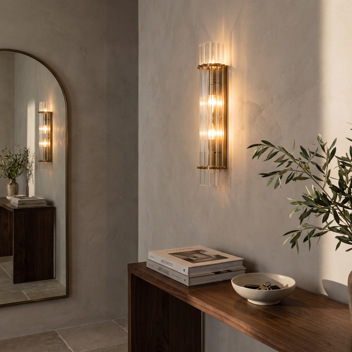 Crystal Up Down Tube Wall Sconce, 1 or 2 Head — product view 2