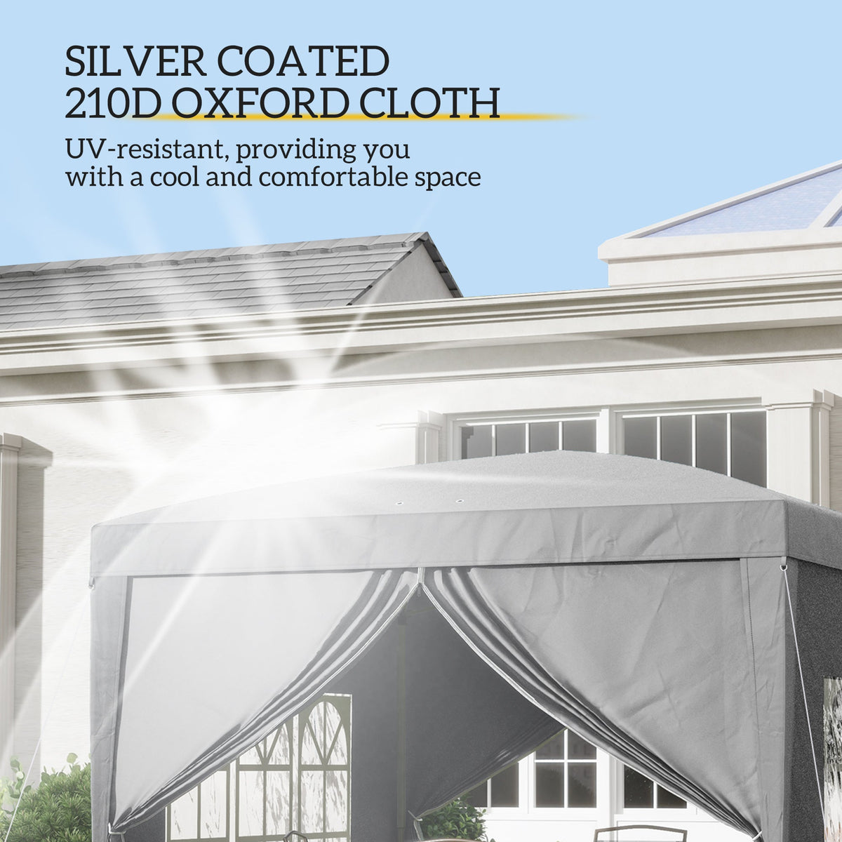 10' x 10' Outdoor Pop-Up Party Tent with Carry Bag, Light Grey — product view 7