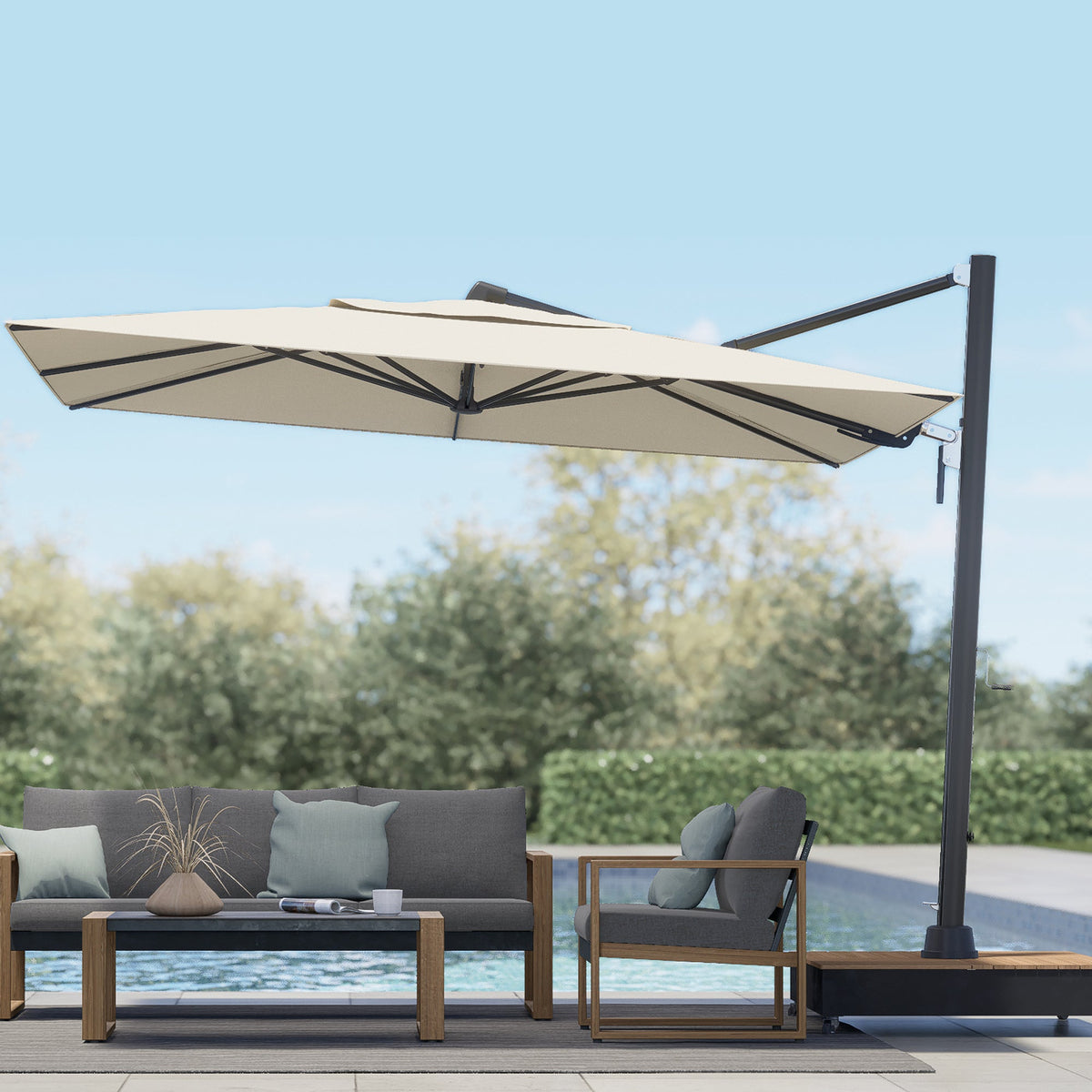 LOUNGE YARD 10x13 FT Acrylic Outdoor Cantilever Aluminum Umbrella, 5-Year-Non-Fading — product view 1