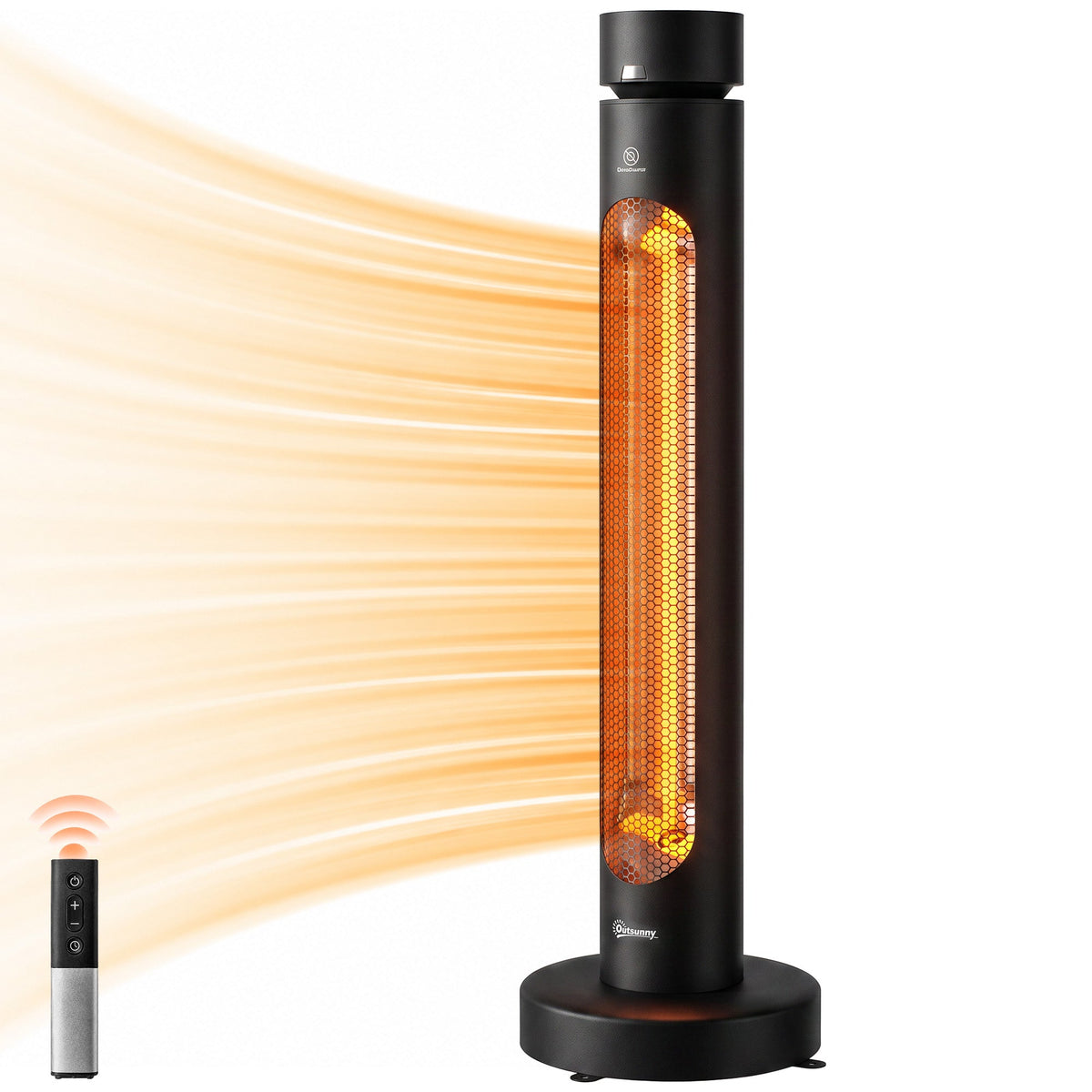 2000W Electric Infrared Patio Heater with Remote & Oscillation, 8H Timer, Black — product view 2