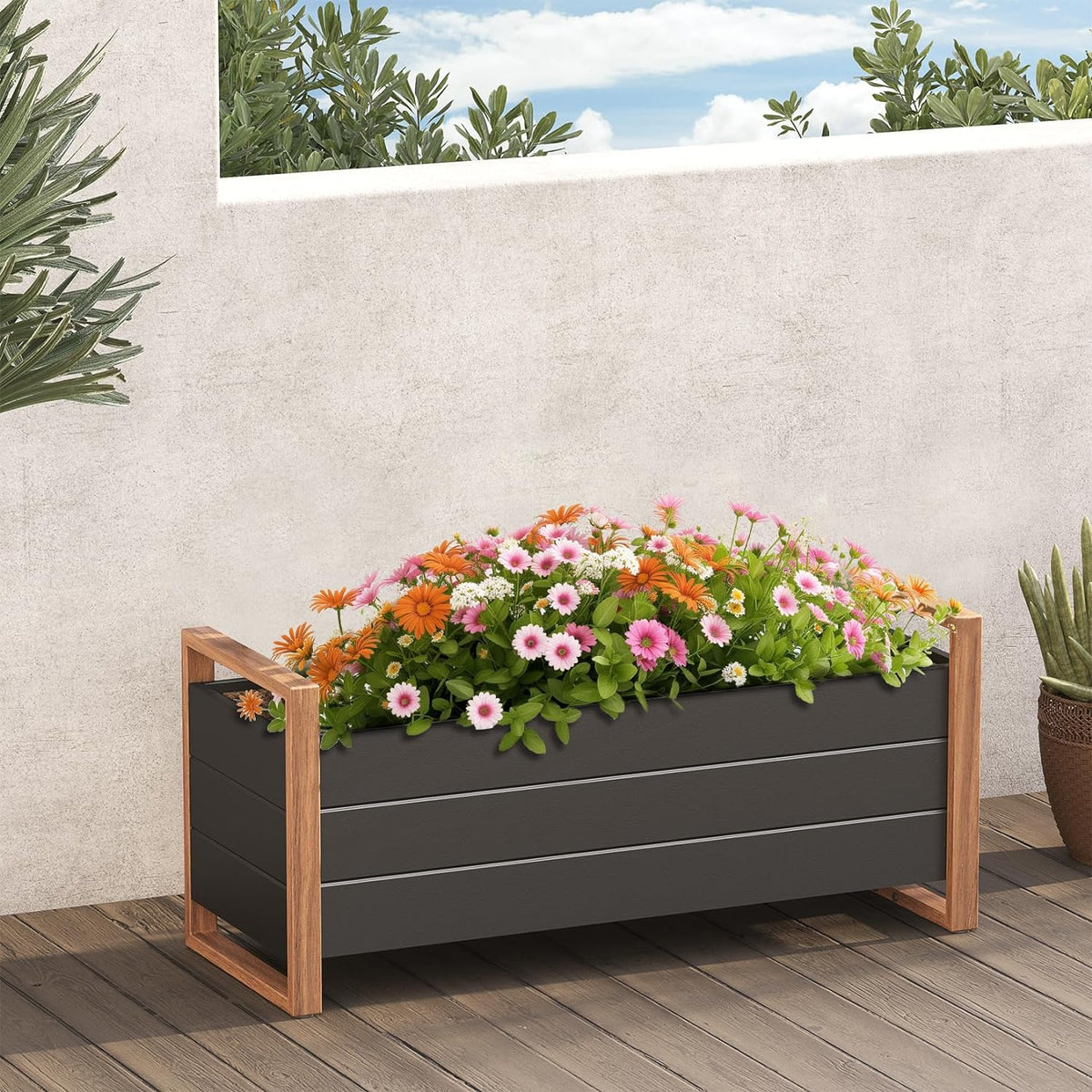 LOUNGE YARD Duisburg Raised Garden Bed with Legs, Weather-Resistant Elevated Planter Box with Drainage Holes — product view 6