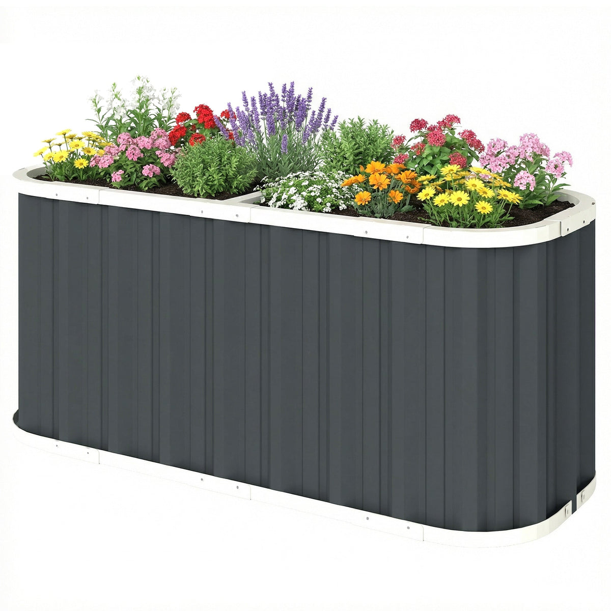 5' x 2' x 2' Galvanized Raised Garden Bed with Gloves, Dark Grey — product view 2