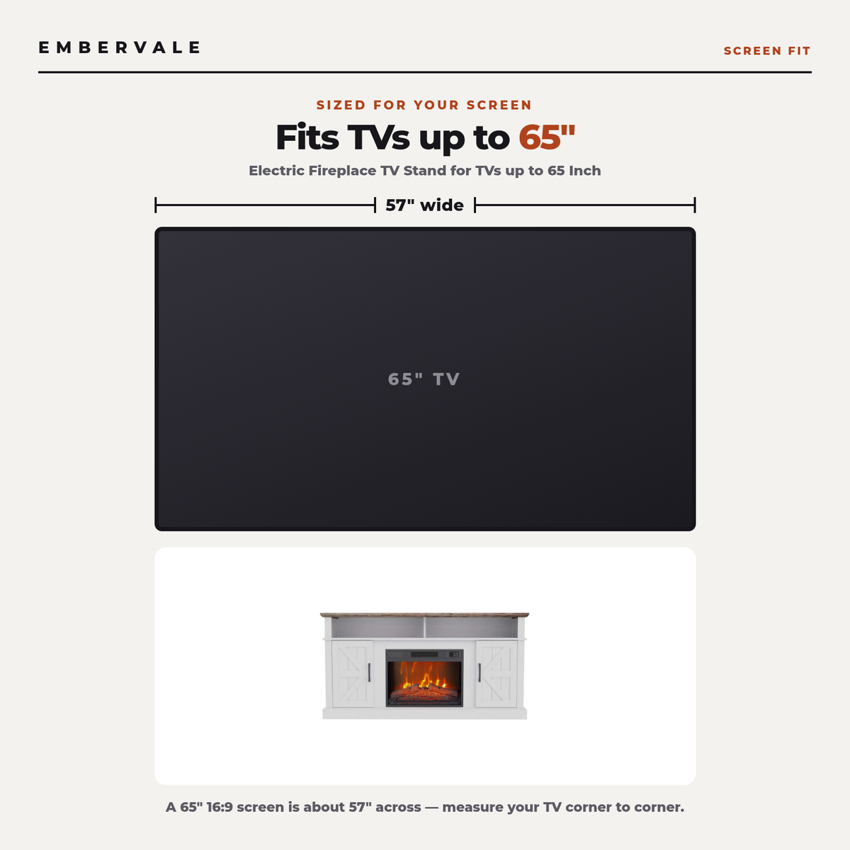 Electric Fireplace TV Stand for TVs up to 65 Inch, Modern Media Console Entertainment Center, Storage Cabinets for Living Rooms — product view 4