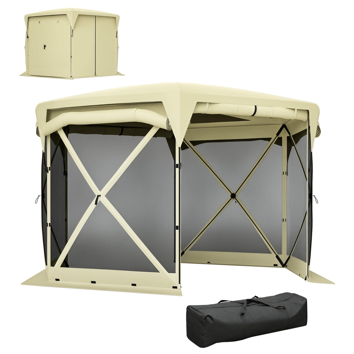 11' x 11' Pop Up Gazebo Screen Tent with UPF30+ Removable Roof Cover, Beige — product view 1