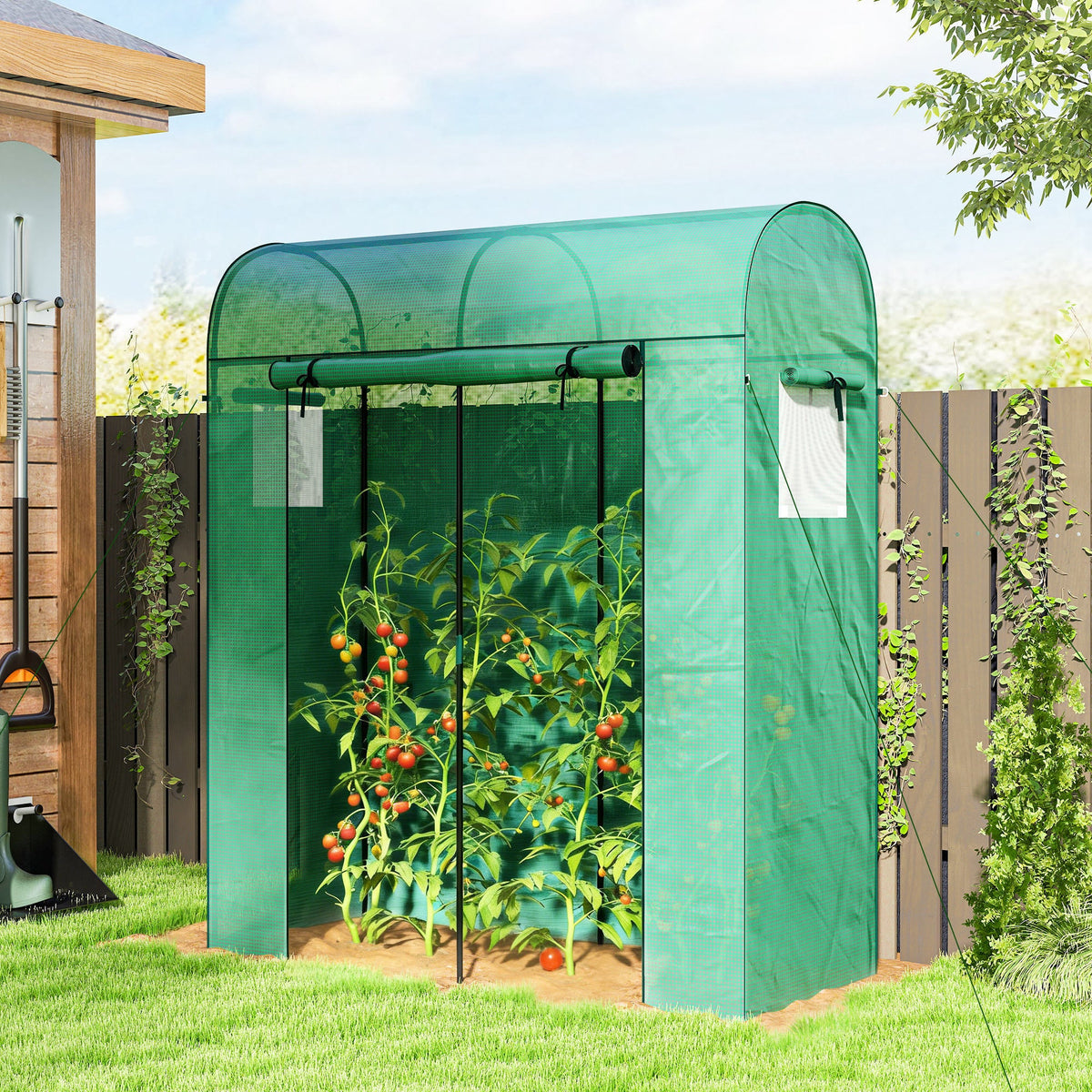 6' x 2' x 6.6' Mini Greenhouse with Roll-up Door, Green — product view 3
