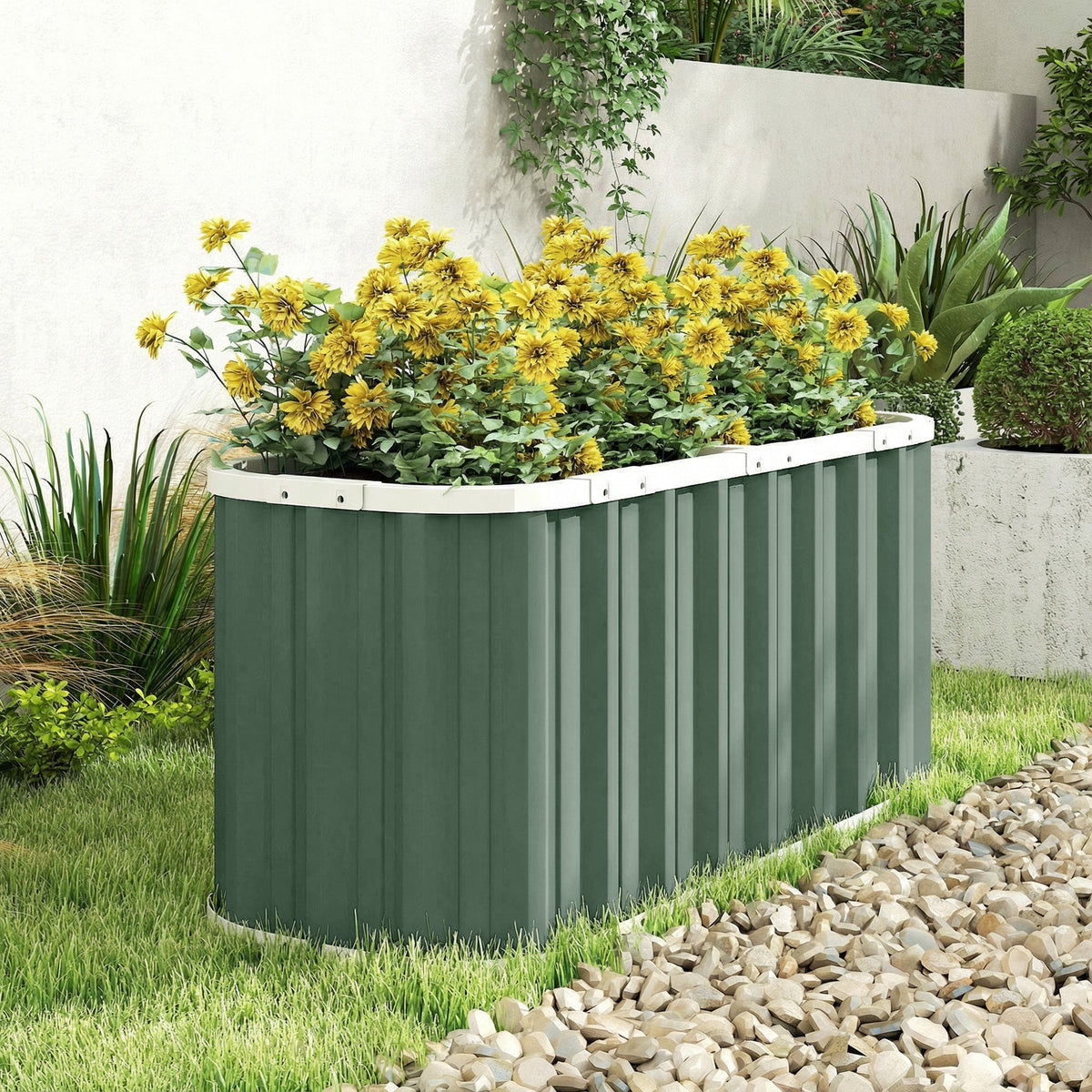 5' x 2' x 2' Galvanized Raised Garden Bed with Gloves, Light Green — product view 4