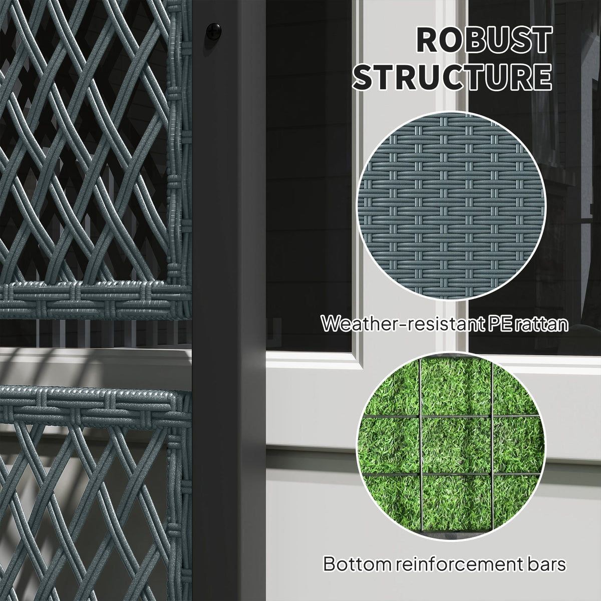 58" Wicker Outdoor Planter with Trellis and Privacy Screen, Dark Grey — product view 6