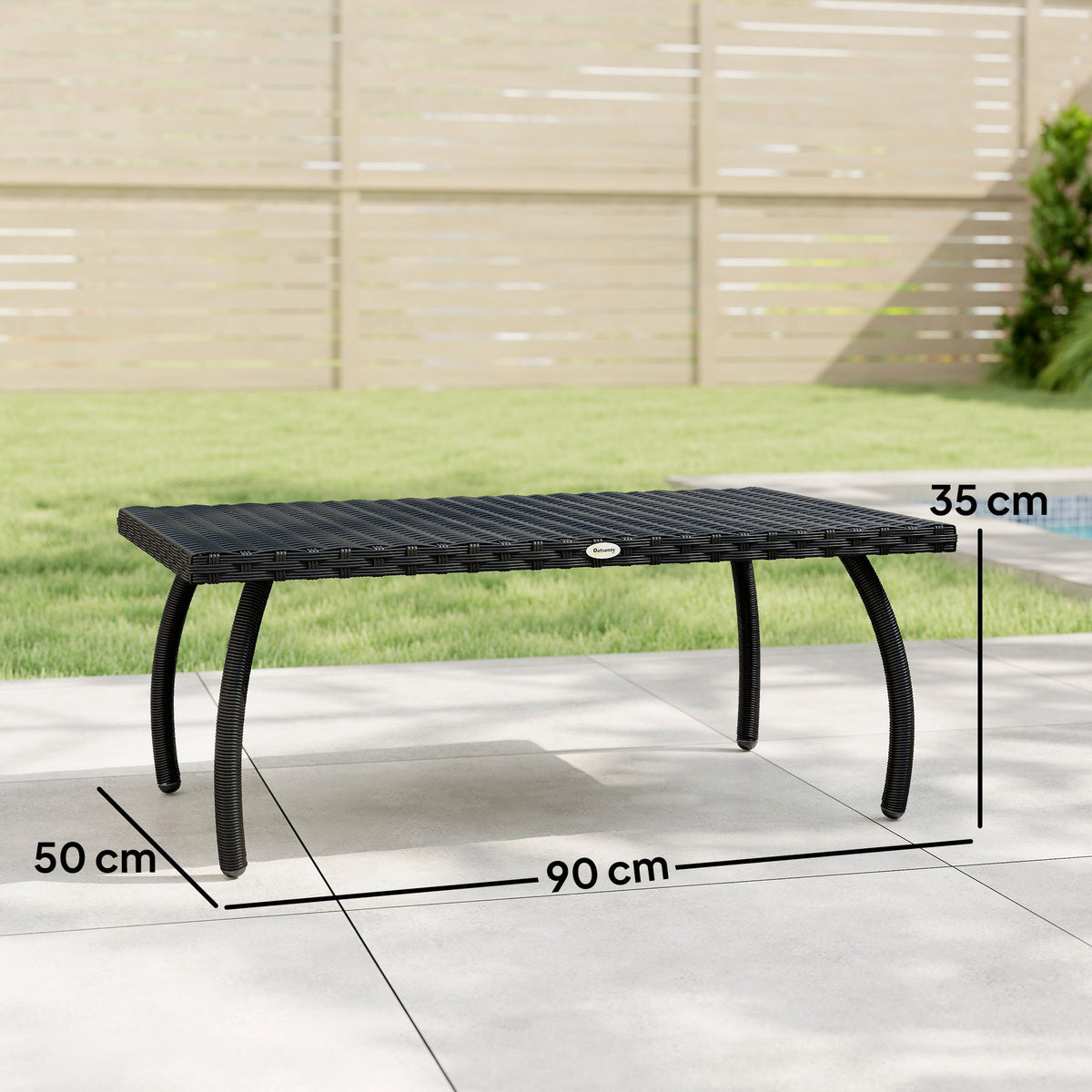 Rattan Garden Coffee Table with All-Weather PE Wicker, Black — product view 5