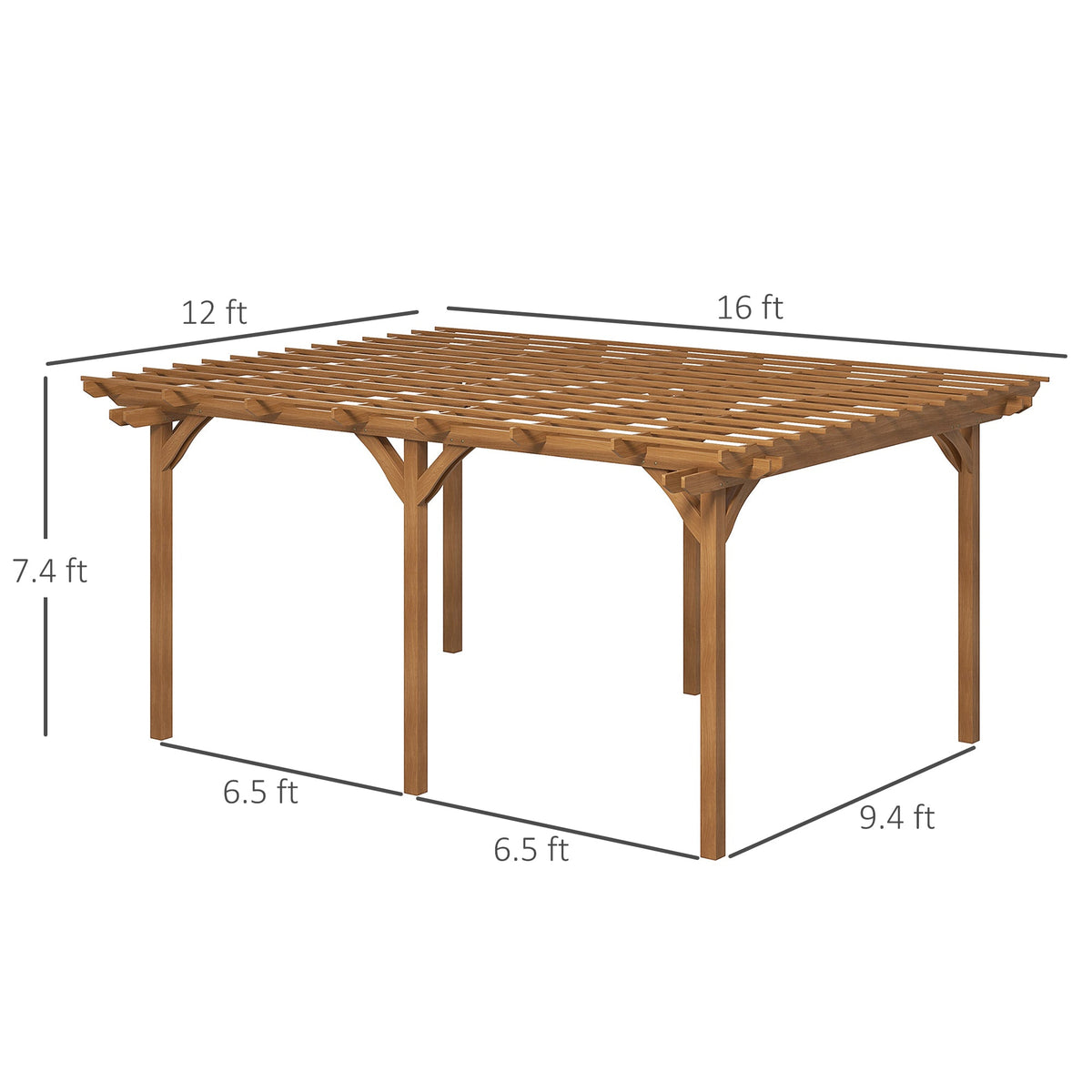PerArbor 12' x 16' Wood Pergola for Climbing Plants at Garden, Backyard, Brown — product view 5