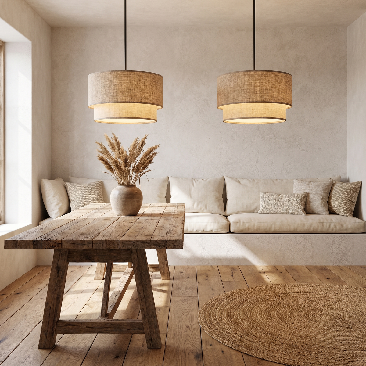 Dumora Double Fabric Drum Pendant Ceiling Light — product view 2