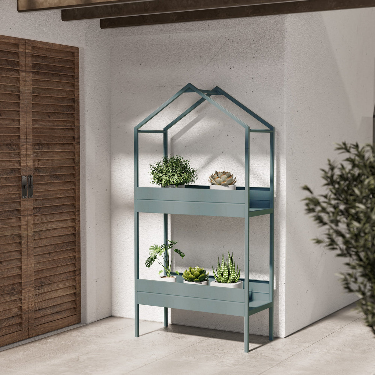 LOUNGE YARD House-shaped Plant Stand, 2 Tier Metal Plant Shelf — product view 7