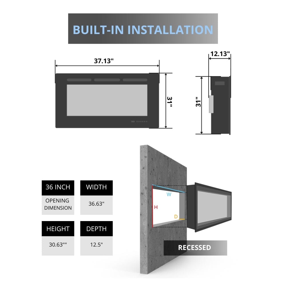 Dimplex Revillusion 36" Portrait Built-in Electric Firebox - RBF36P — product view 7