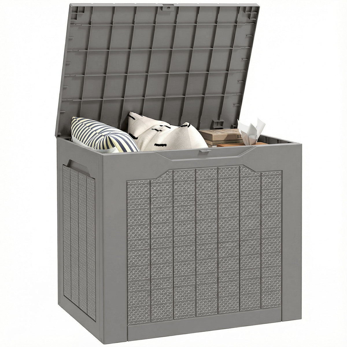 93L Plastic Garden Storage Box with Handles, Khaki — product view 1