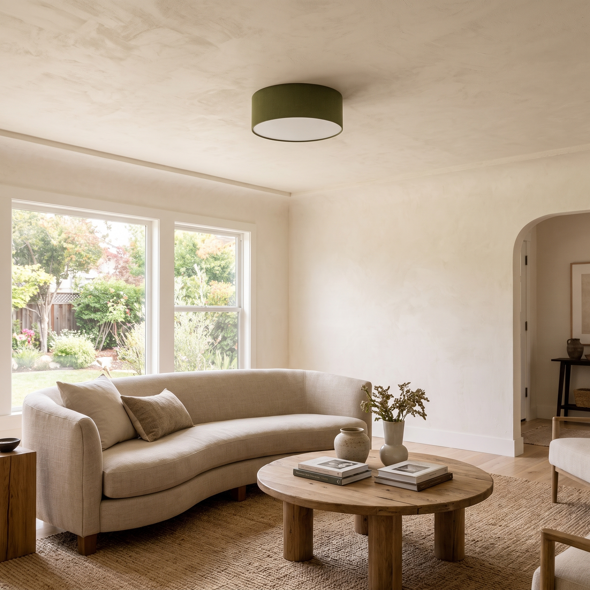 Dumora Linen Drum Flush Mount Ceiling Light — product view 1