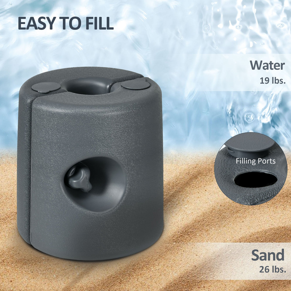 Set of 4 Gazebo Weights with Lock Design, 48KG Water or Sand Filled — product view 7