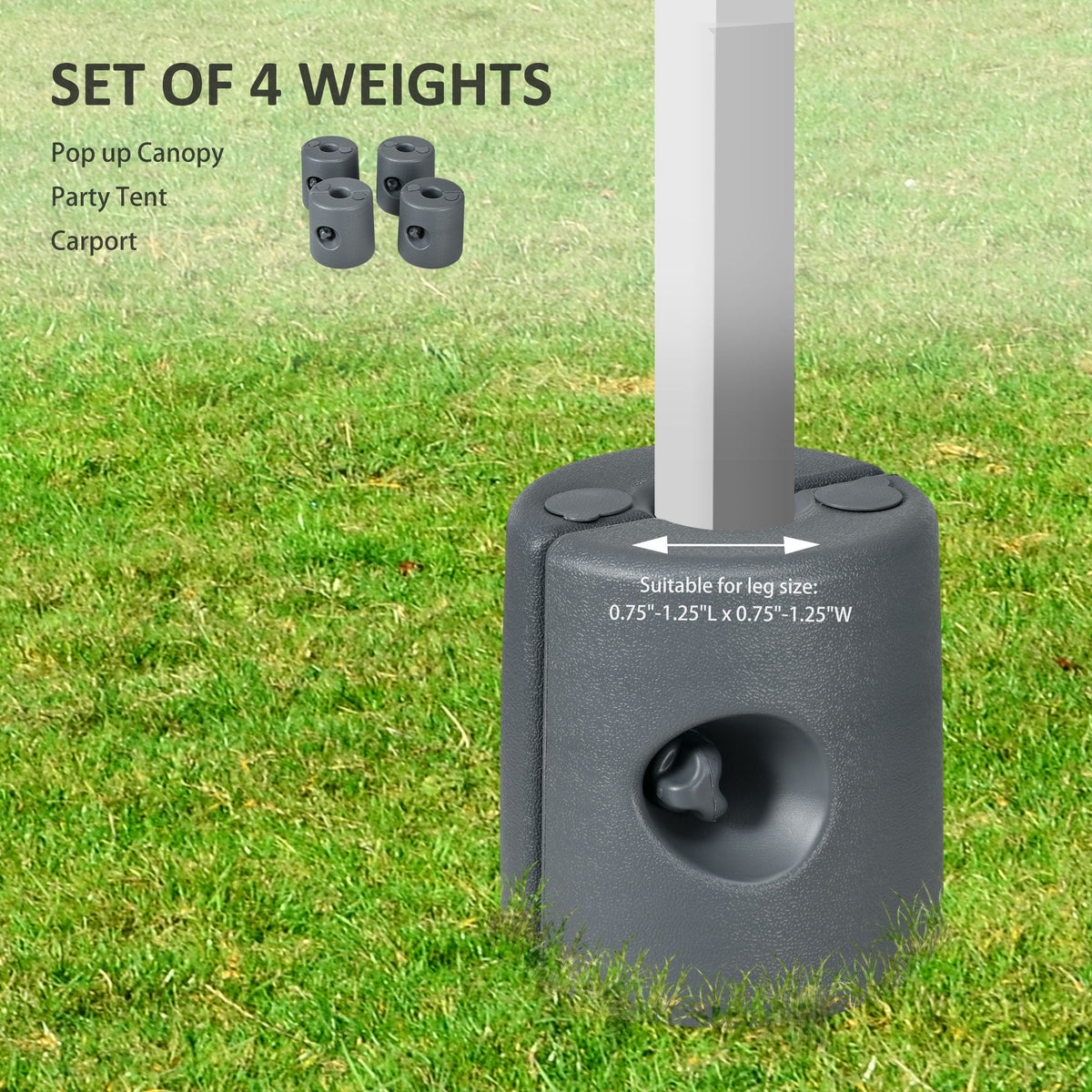 Set of 4 Gazebo Weights with Lock Design, 48KG Water or Sand Filled — product view 6