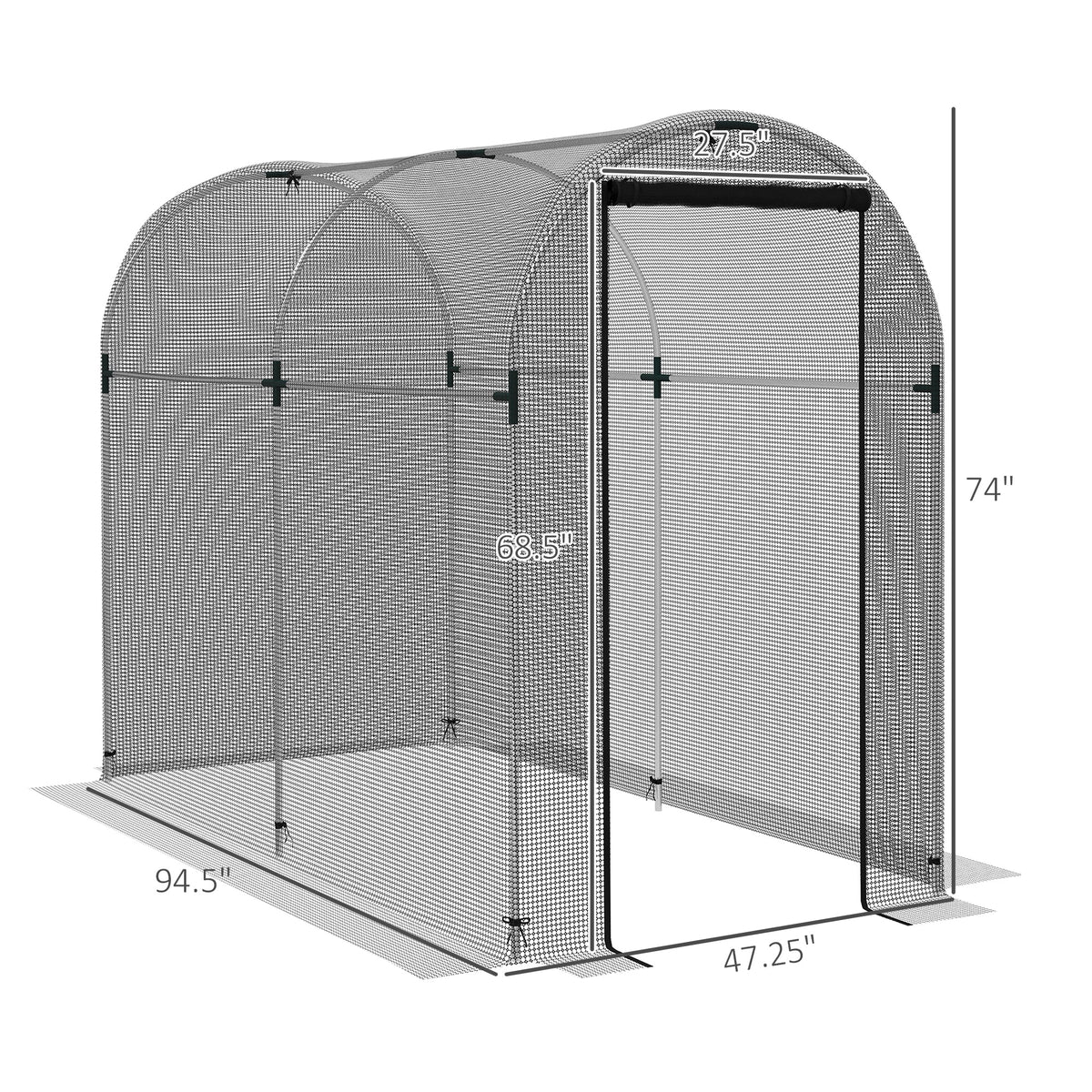 4' x 8' Crop Cage with Zippered Door, Black — product view 5
