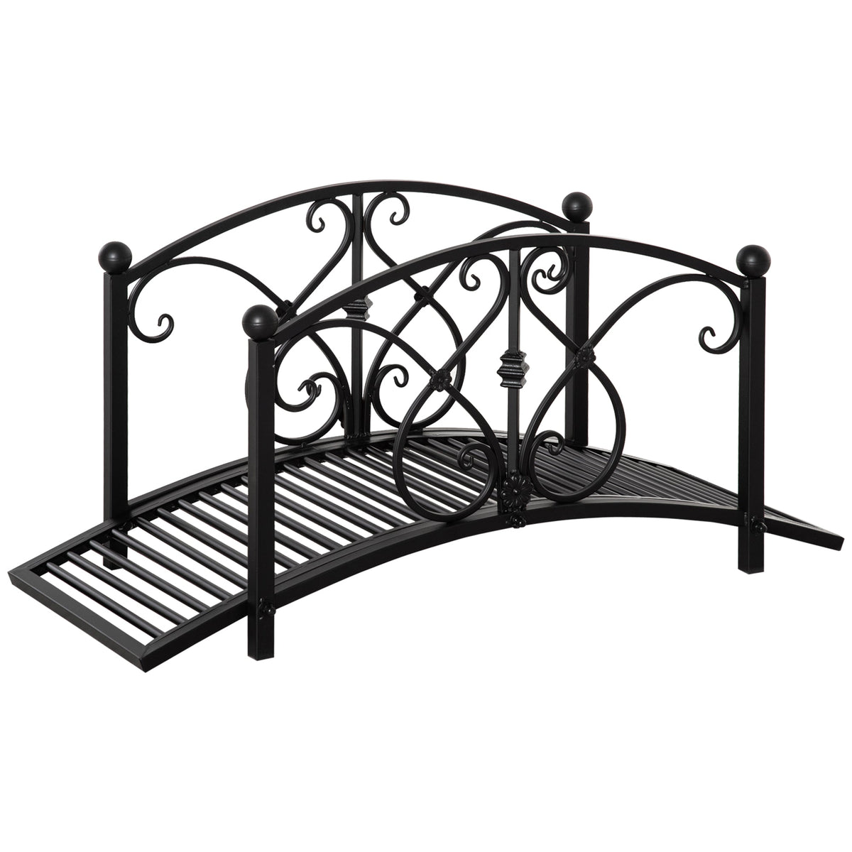 3.3FT Metal Zen Garden Bridge with Safety Siderails, Black — product view 2