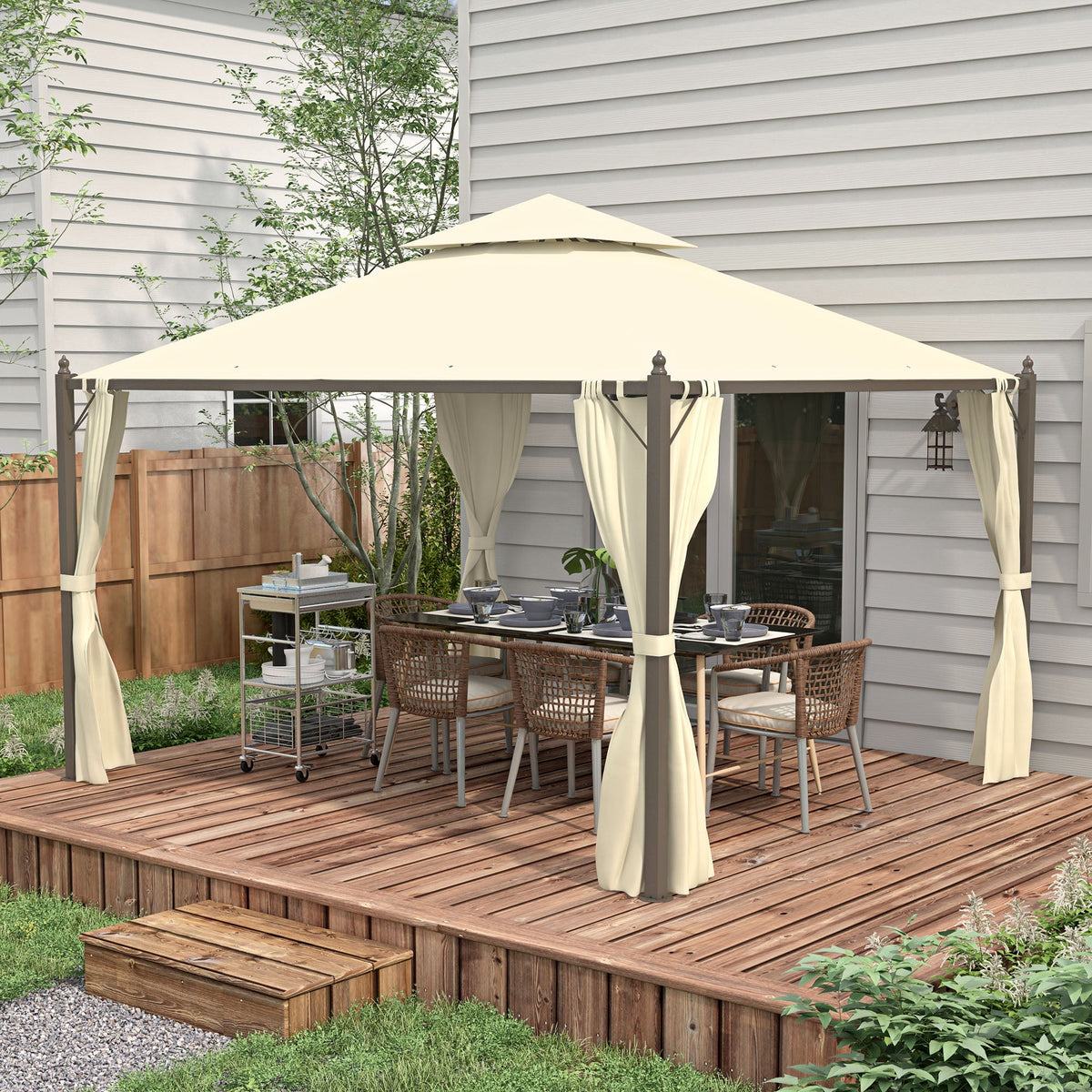10' x 12' Steel Patio Gazebo with Privacy Curtains — product view 4